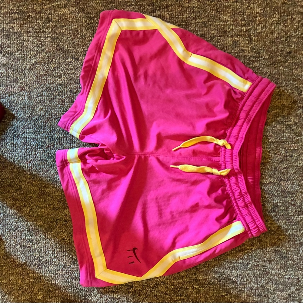 Nike Women's Athletic Shorts in Pink and Yellow